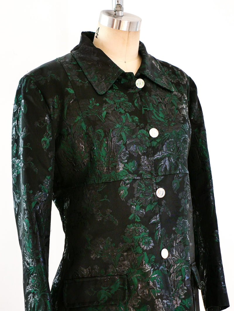 Dolce and Gabbana Emerald Brocade Jacket Jacket arcadeshops.com