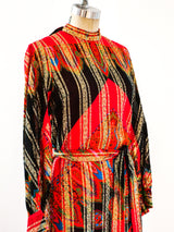Metallic Stripe Scarf Printed Dress Dress arcadeshops.com