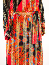 Metallic Stripe Scarf Printed Dress Dress arcadeshops.com