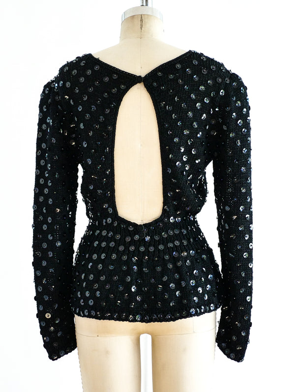 Sequin Embellished Peplum Sweater Top arcadeshops.com