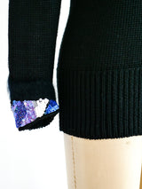 Embellished Black Knit Sweater Top arcadeshops.com