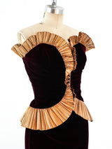 Ruffled Velvet Strapless Dress Dress arcadeshops.com