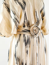 Ivory Silk Ikat Printed Dress Dress arcadeshops.com