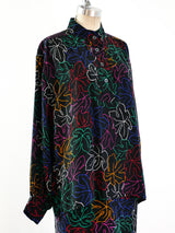Yves Saint Laurent Leaf Print Silk Ensemble Suit arcadeshops.com