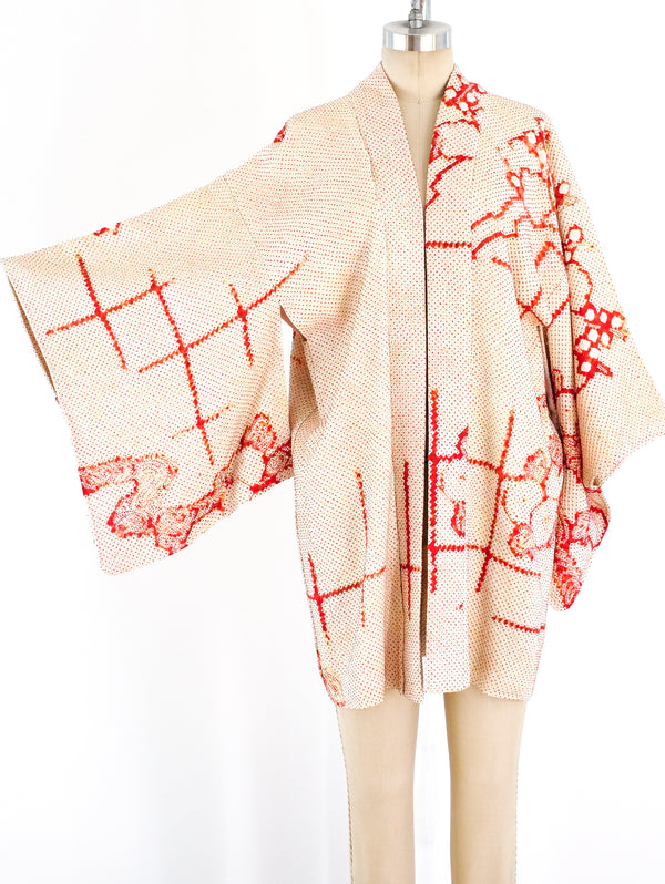 Red Floral Shibori Haori Kimono Jacket arcadeshops.com