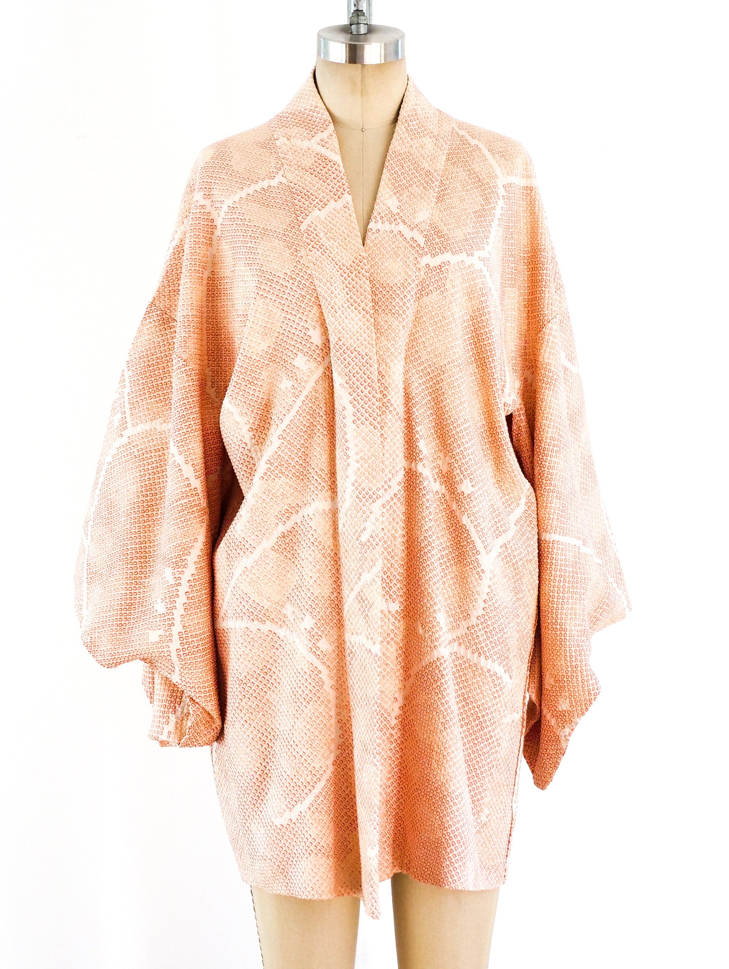 Peach Shibori Haori Kimono