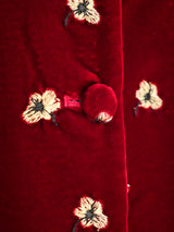 Floral Embroidered Red Velvet Jacket Jacket arcadeshops.com