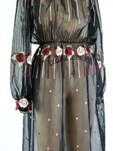 Floral Embroidered Sheer Chiffon Dress Dress arcadeshops.com