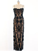 Bill Blass Lace Illusion Gown Dress arcadeshops.com