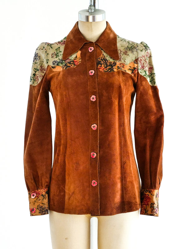 1970's Roberto Cavalli Painted Leather Shirt Top arcadeshops.com