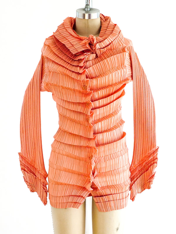 Issey Miyake Salmon Pleated Top Top arcadeshops.com