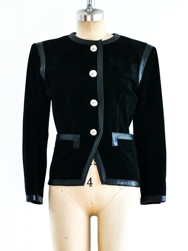 Yves Saint Laurent Black Suede Jacket Jacket arcadeshops.com