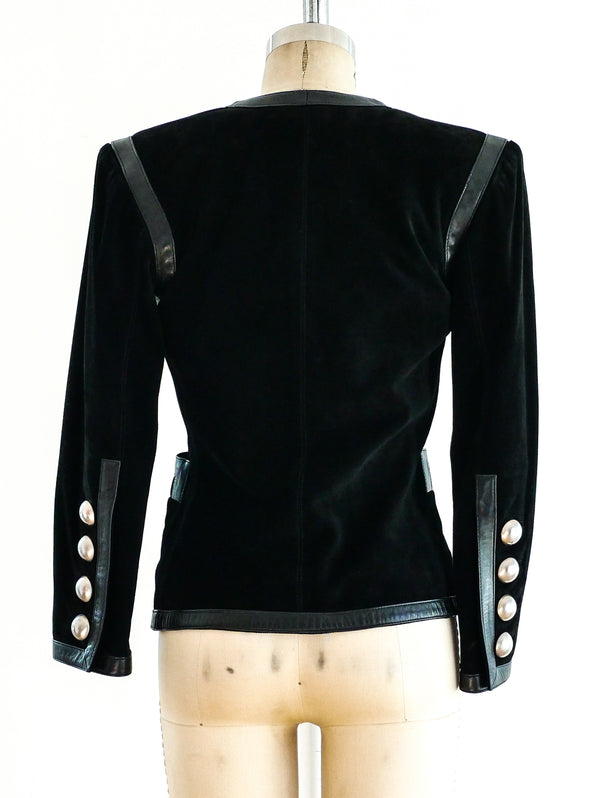 Yves Saint Laurent Black Suede Jacket Jacket arcadeshops.com