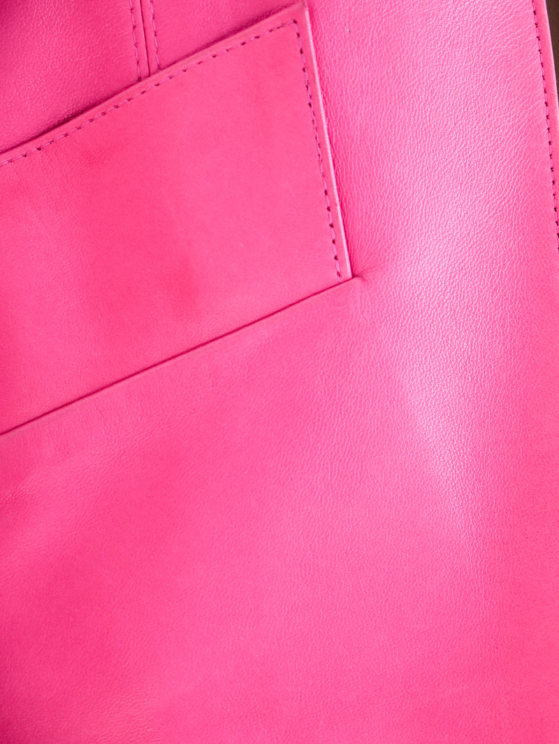 Yves Saint Laurent Cropped Pink Leather Jacket Jacket arcadeshops.com