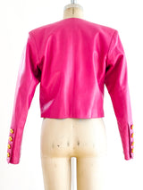 Yves Saint Laurent Cropped Pink Leather Jacket Jacket arcadeshops.com