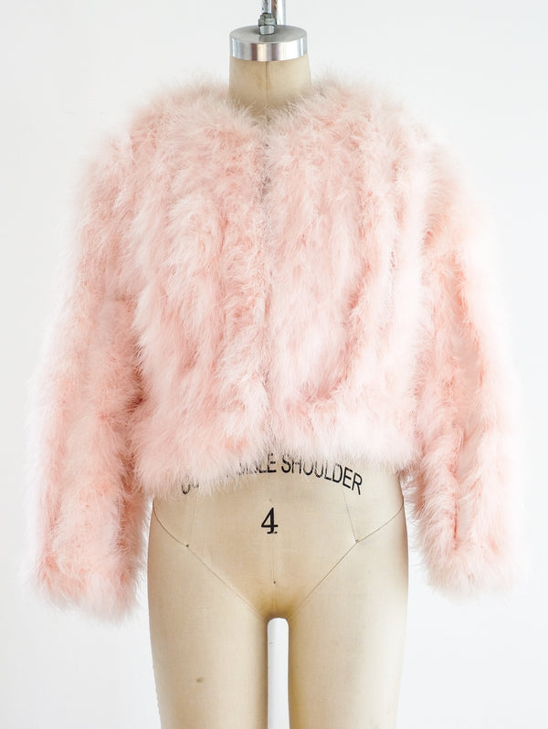 Pink Marabou Feather Cropped Jacket Jacket arcadeshops.com