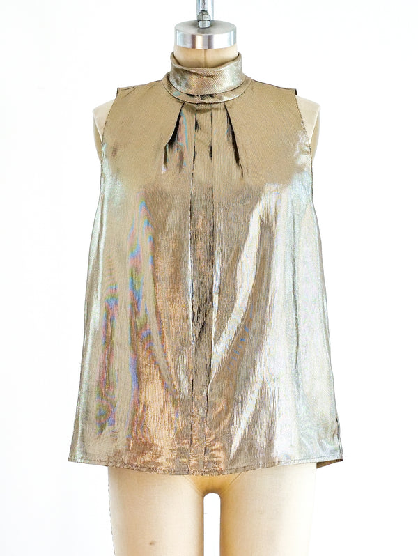 Metallic Gold Sleeveless Top Top arcadeshops.com