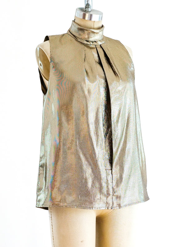 Metallic Gold Sleeveless Top Top arcadeshops.com