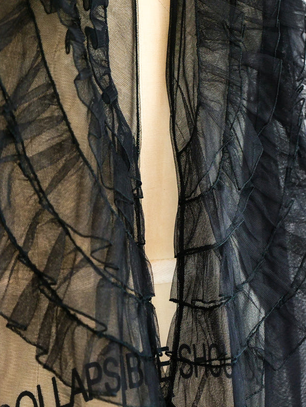 Gianfranco Ferre Black Sheer Ruffle Top Top arcadeshops.com