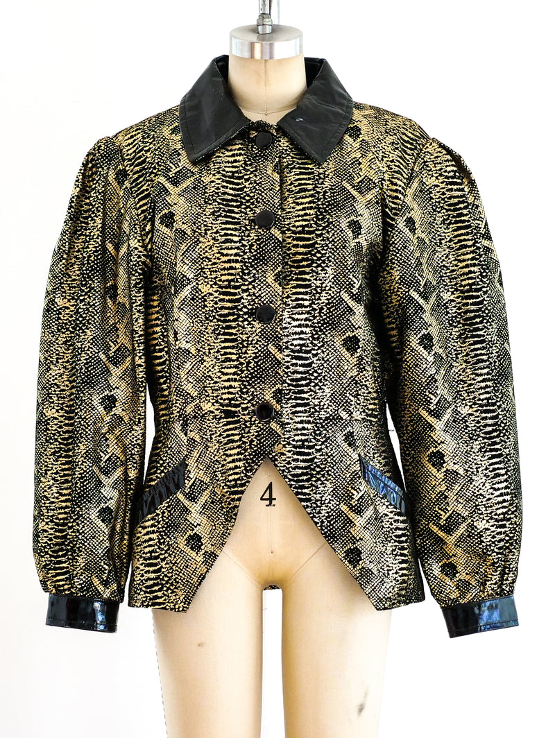Christian Dior Metallic Snakeskin Printed Suede Jacket Jacket arcadeshops.com