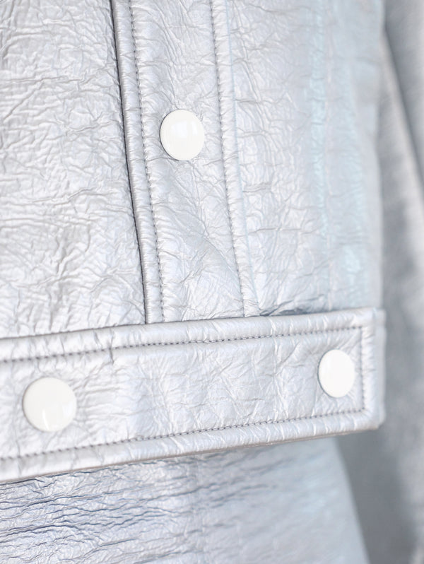 Courreges Silver Vinyl Skirt Ensemble Dress arcadeshops.com