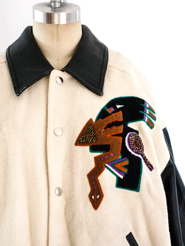 Kansai Yamamoto Tribal Applique Varsity Jacket Jacket arcadeshops.com
