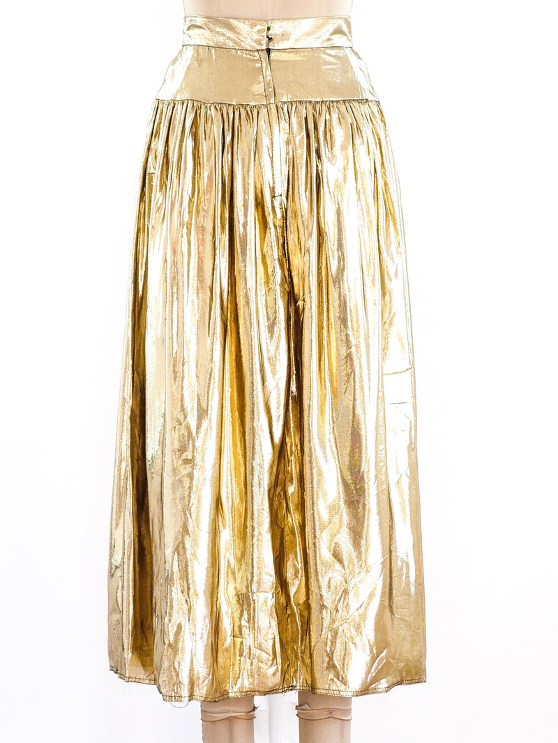 Metallic Gold Lurex Pleated Skirt Dress arcadeshops.com