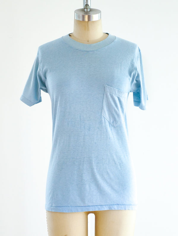 Pale Blue Pocket Tee T-Shirt arcadeshops.com