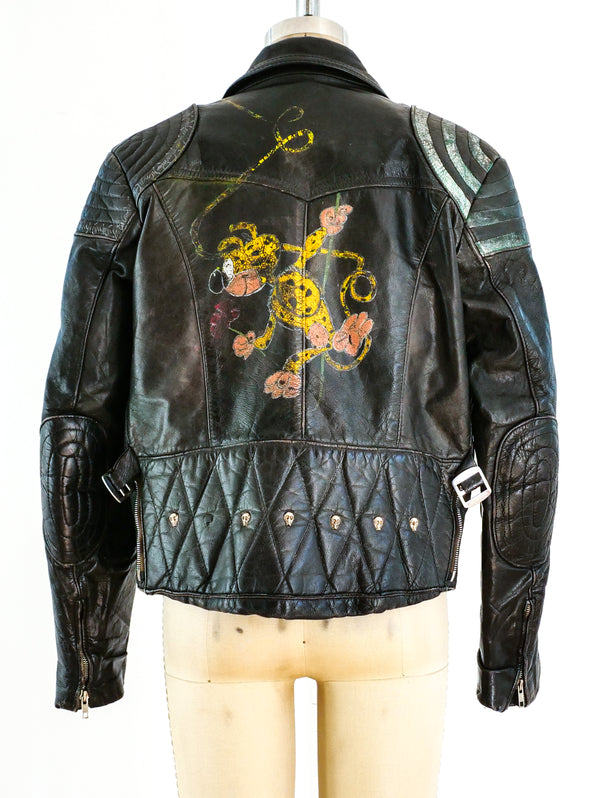 Painted Leather Motorcycle Jacket Jacket arcadeshops.com