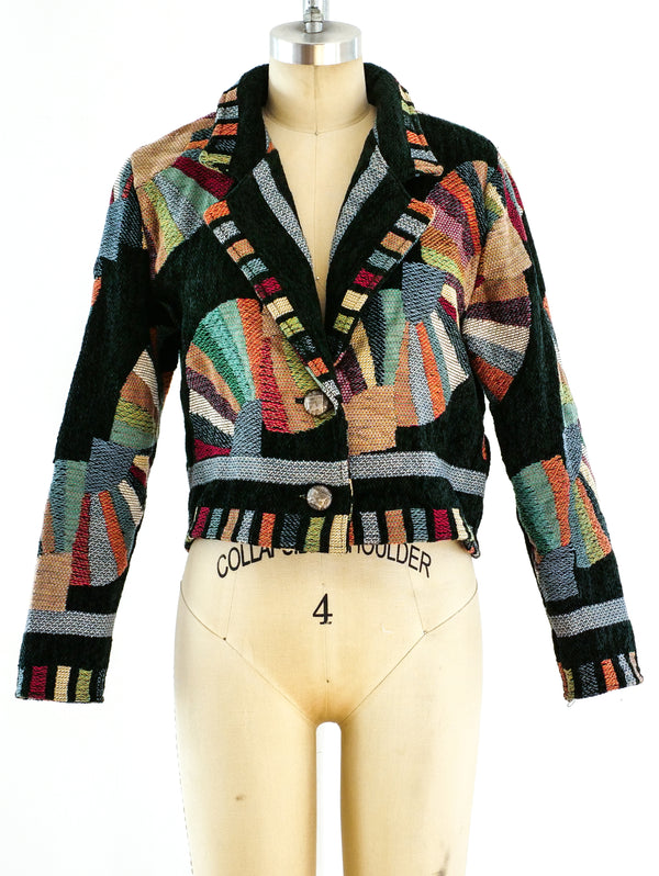 Multicolor Tapestry Cropped Jacket Jacket arcadeshops.com