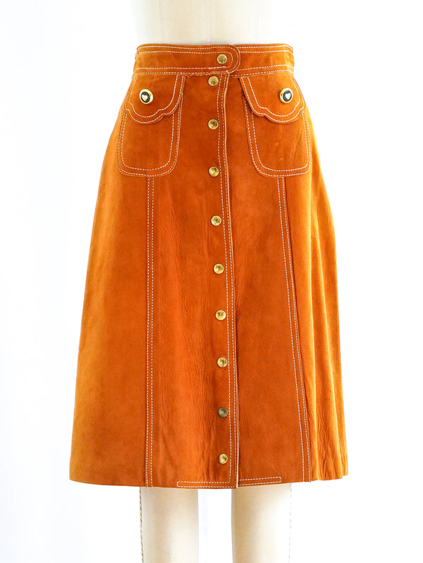 Suede Snap Front Skirt Bottom arcadeshops.com