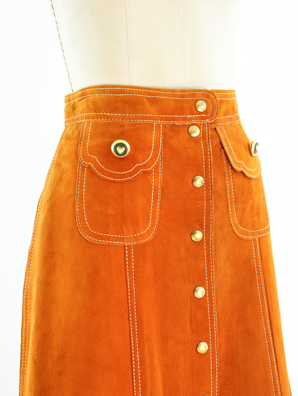 Suede Snap Front Skirt Bottom arcadeshops.com