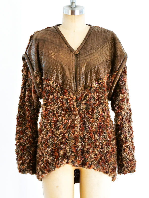 Marbled Knit and Snakeskin Jacket Jacket arcadeshops.com