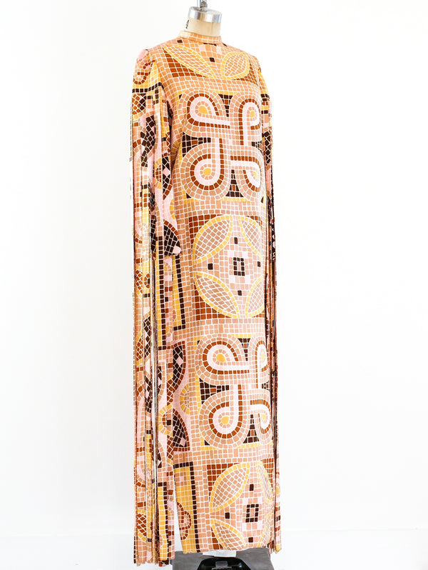 Geoffrey Beene Fringed Mosaic Column Dress Dress arcadeshops.com