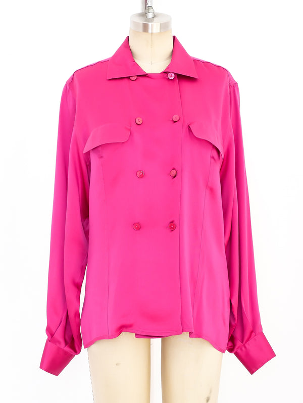 Gucci Fuchsia Silk Blouse Top arcadeshops.com