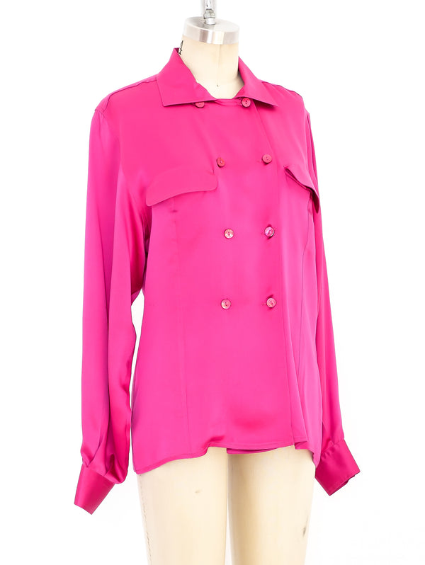 Gucci Fuchsia Silk Blouse Top arcadeshops.com