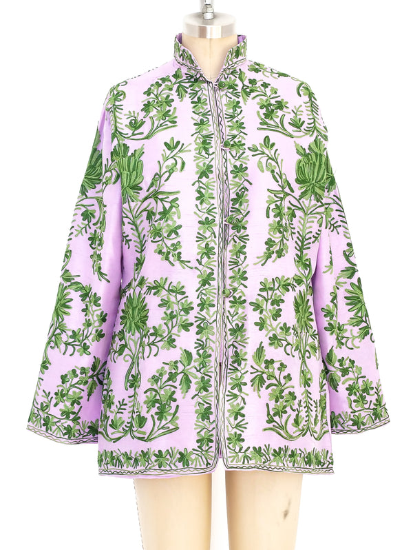 Floral Embroidered Silk Jacket Jacket arcadeshops.com