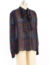 Stained Glass Printed Silk Blouse Top arcadeshops.com