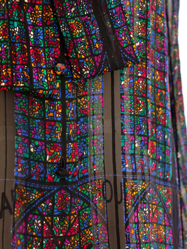 Stained Glass Printed Silk Blouse Top arcadeshops.com