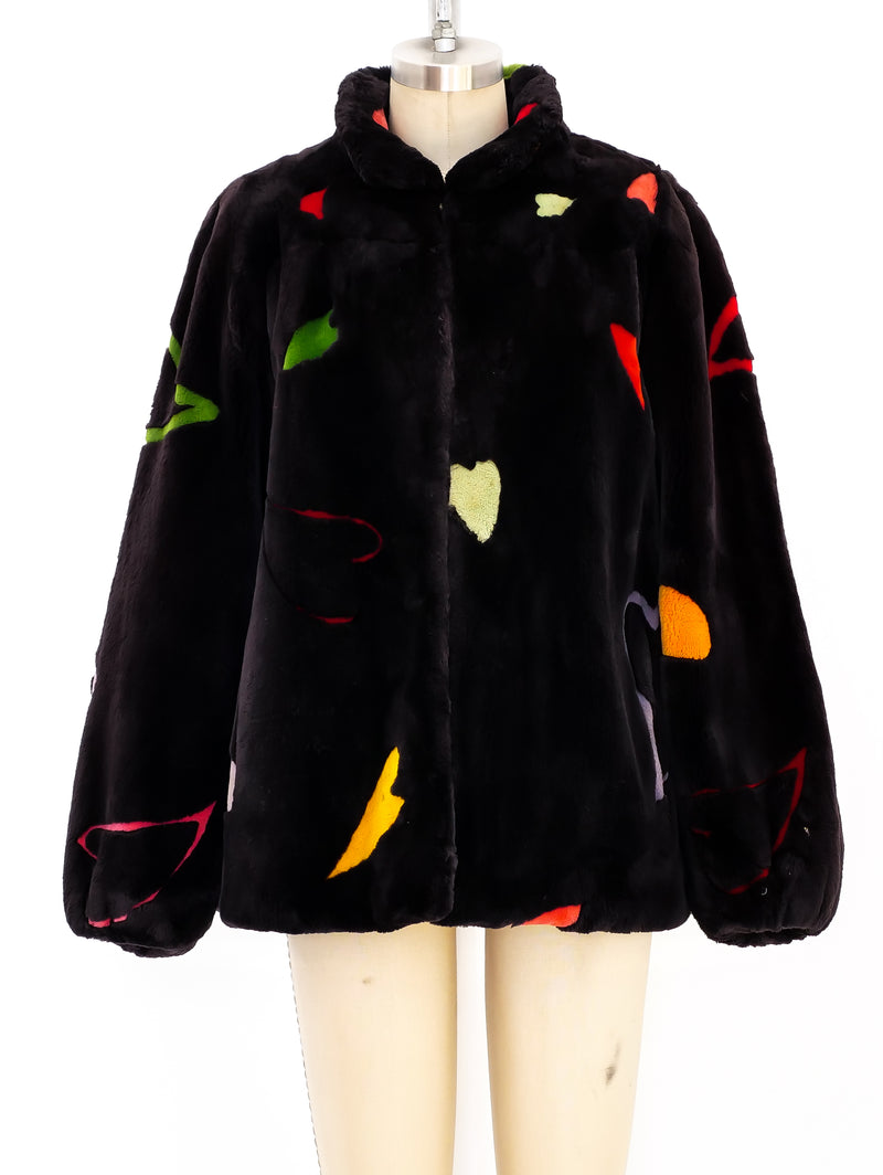 Heart Motif Fur Coat Jacket arcadeshops.com