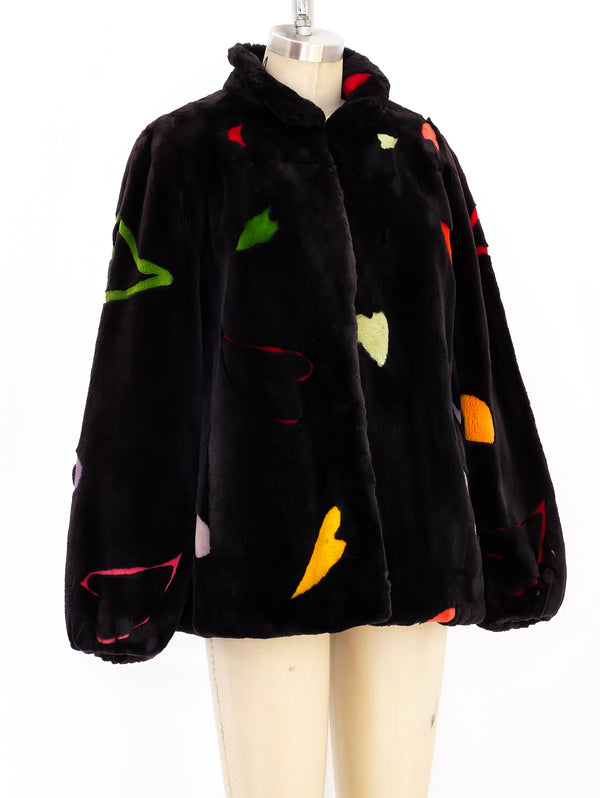 Heart Motif Fur Coat Jacket arcadeshops.com