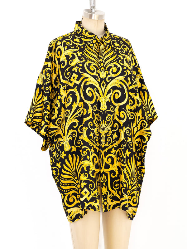 Gianni Versace Baroque Print Silk Shirt Top arcadeshops.com
