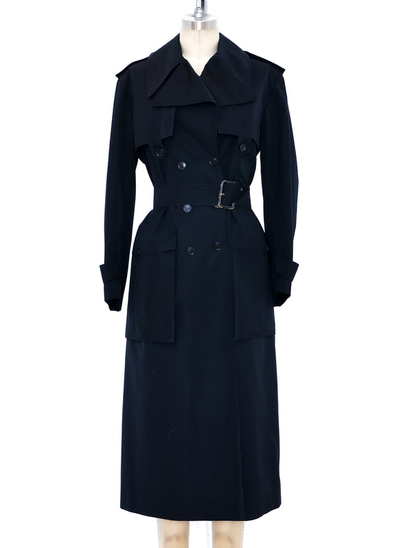 Yves Saint Laurent Black Trench Coat Jacket arcadeshops.com