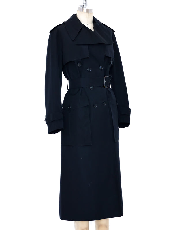 Yves Saint Laurent Black Trench Coat Jacket arcadeshops.com