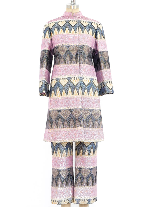 Bill Blass Metallic Pastel Tunic Ensemble Suit arcadeshops.com