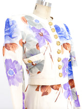 Adolfo Silk Watercolor Floral Ensemble Suit arcadeshops.com
