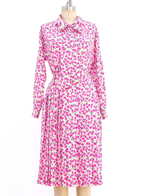 Yves Saint Laurent Fuchsia Floral Silk Ensemble Suit arcadeshops.com