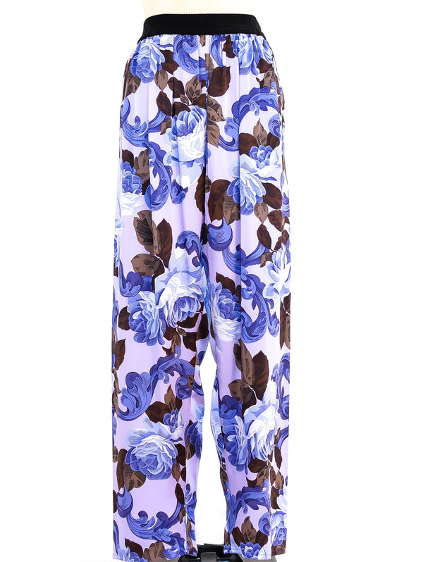 Gianfranco Ferre Rose Printed Silk Pants Bottom arcadeshops.com