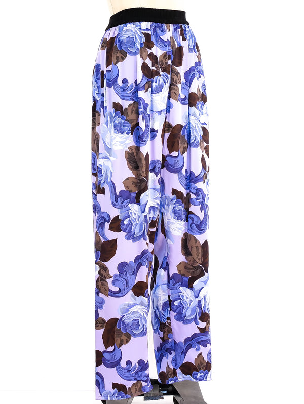 Gianfranco Ferre Rose Printed Silk Pants Bottom arcadeshops.com