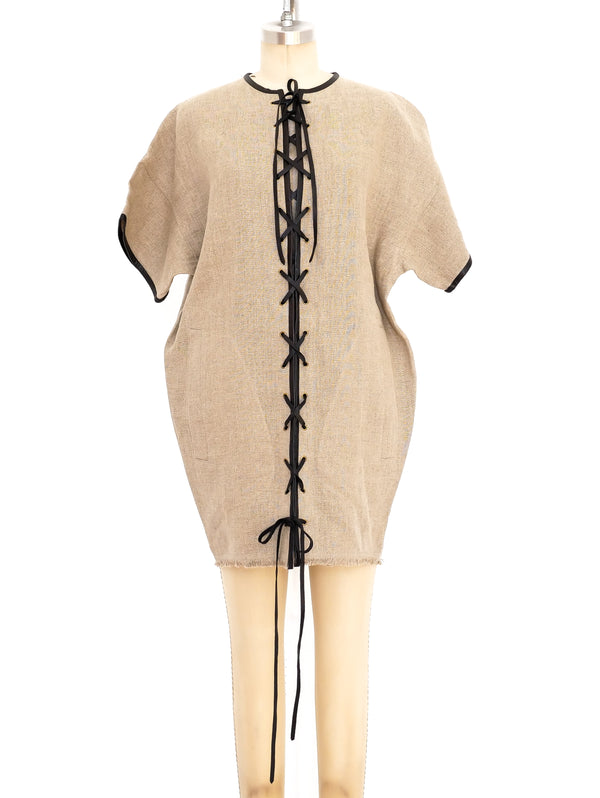 Celine Lace Up Linen Dress Dress arcadeshops.com